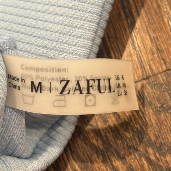 NWT Zaful Women’s Sky Blue Ribbed Bikini Size 6 - Picture 6 of 9